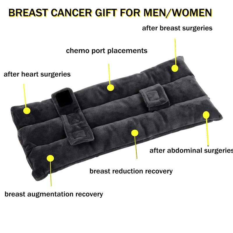 SKIYHON Seat Belt Pillow for Mastectomy Post-Surgery  Heart Surgery Recovery Support Cushion for Chest Chemo Port Pacemaker Bypass Hysterectomy Recovery Pillow (Black) - Image 2